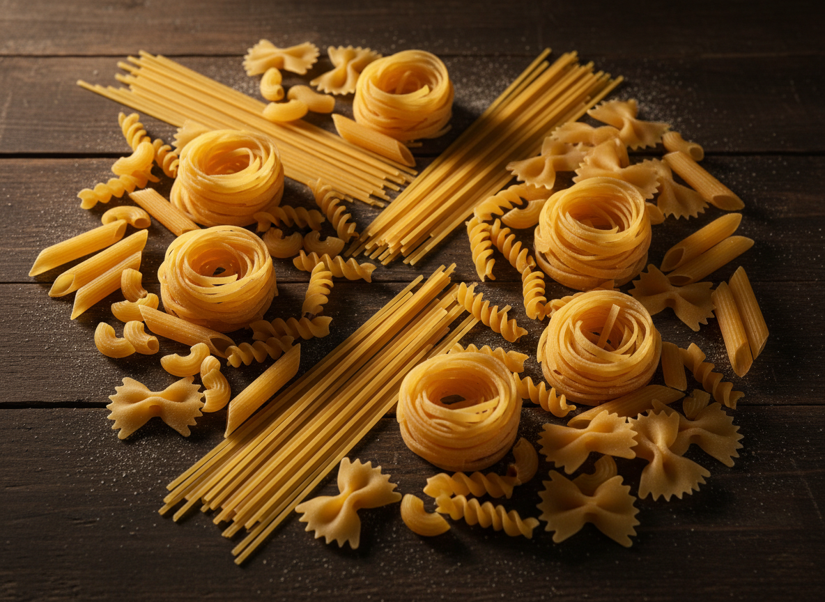 Assorted dry pasta shapes