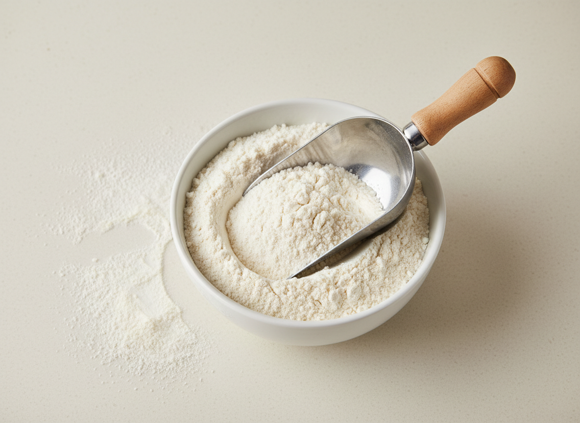 All-purpose white wheat flour in a bowl