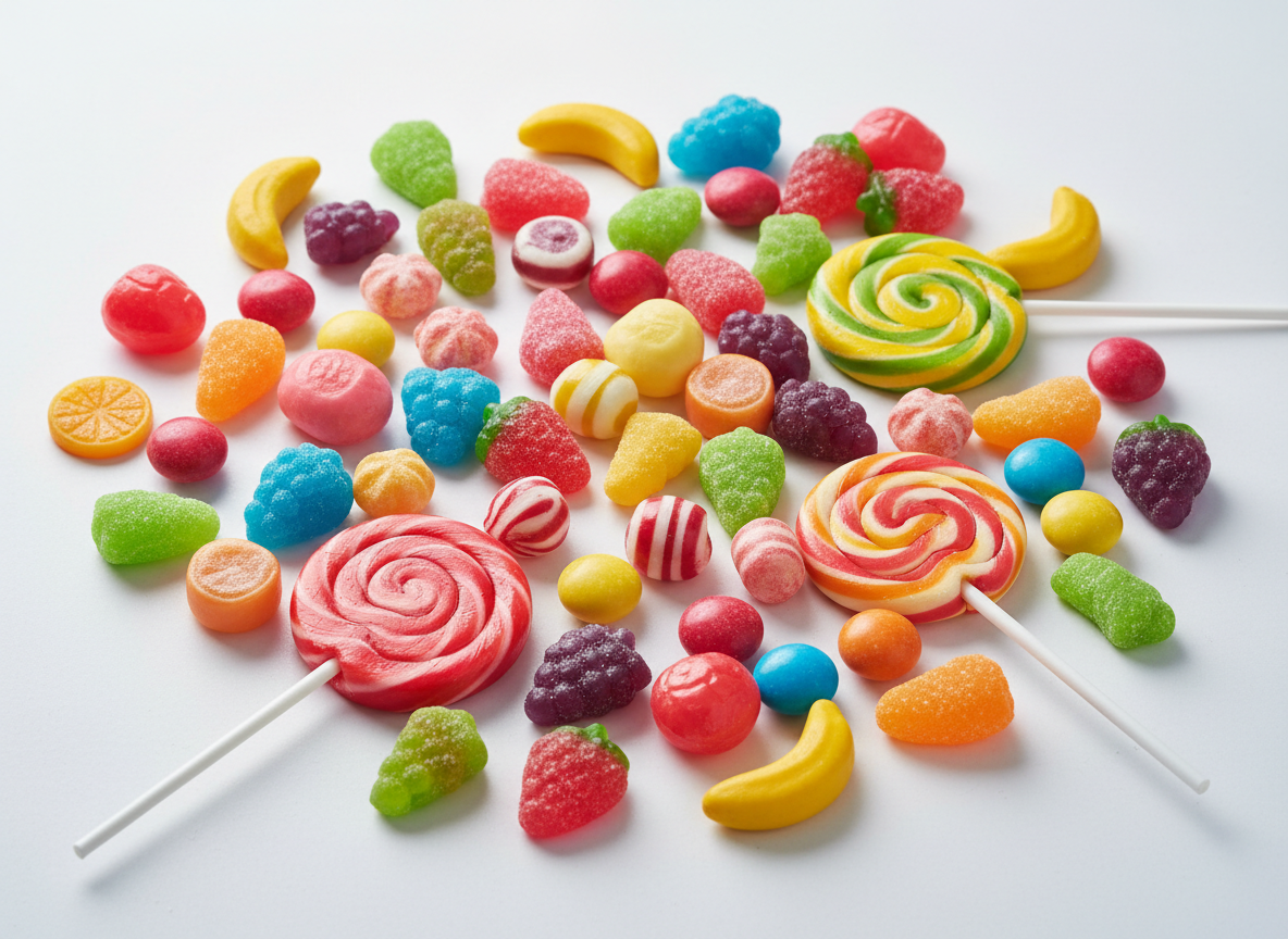 Colorful assorted hard candies and sweets