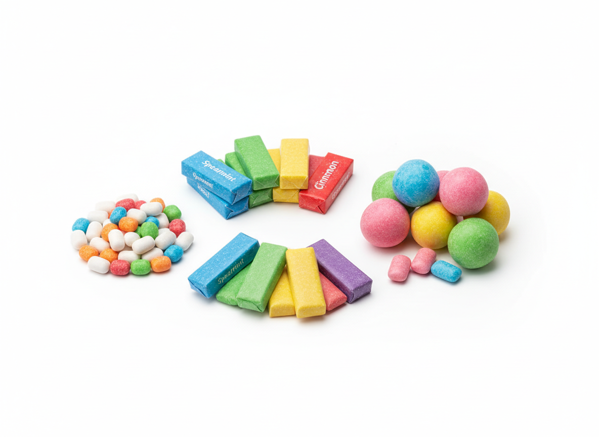 Assorted chewing gum and bubble gum