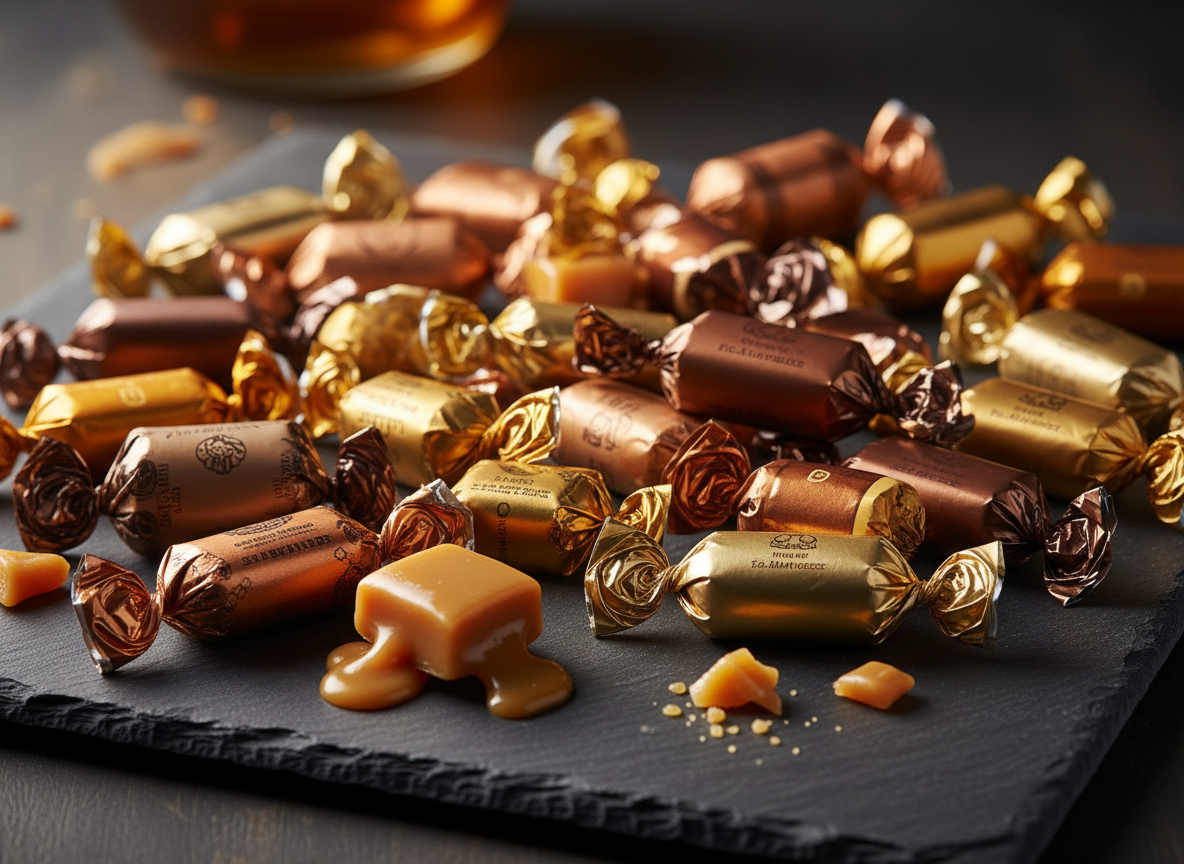 Traditional wrapped toffees and packaged sweets