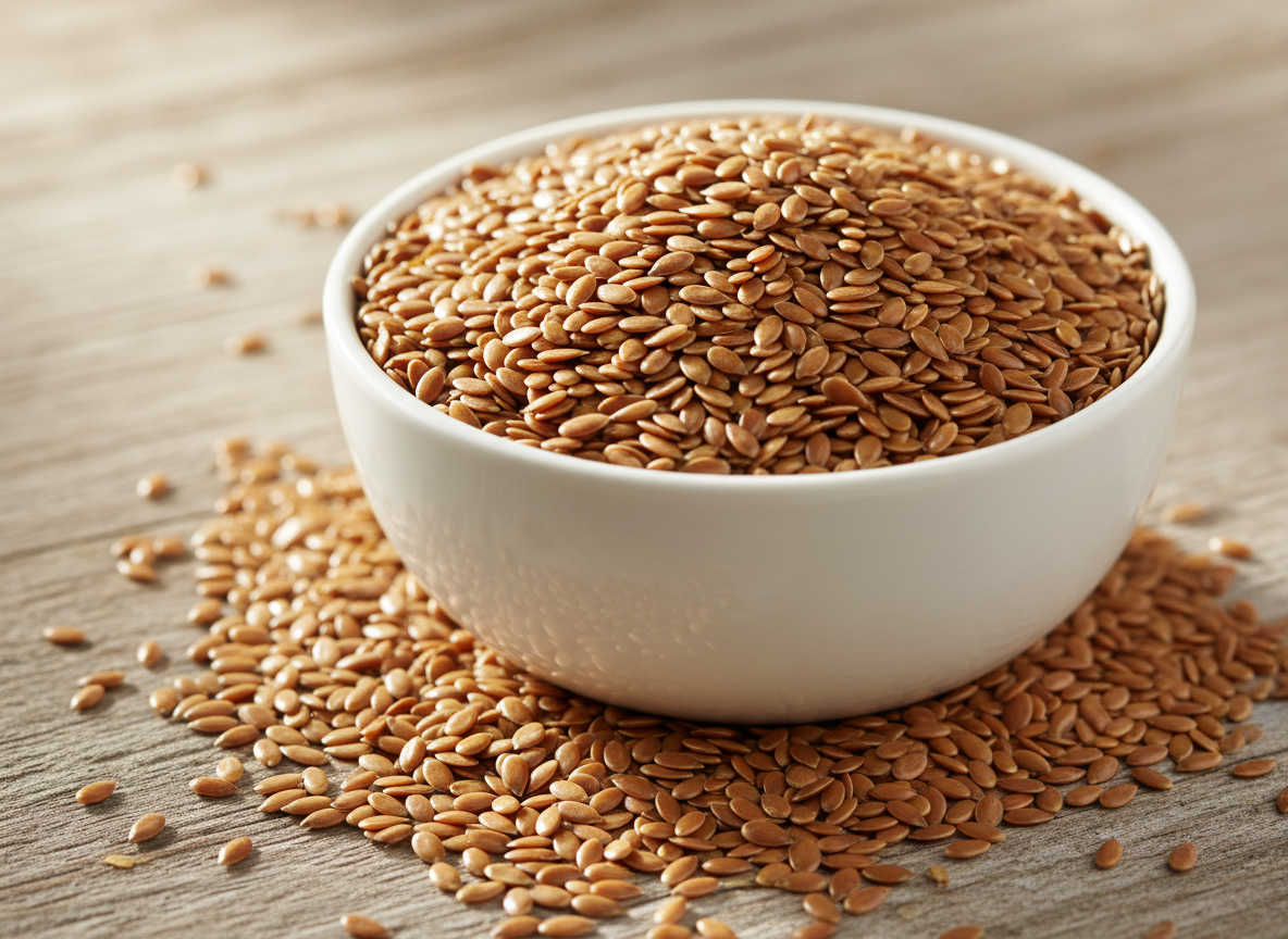 Golden and brown flax seeds